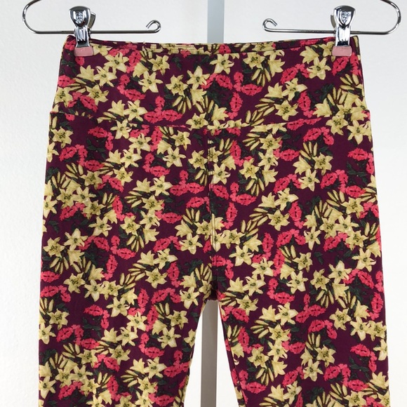 LuLaRoe Floral Print Leggings, One Size - Picture 2 of 7